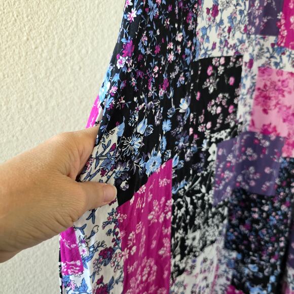 Andrée by Unit Patchwork Floral Maxi Dress Womens Size M Boho Slip Lined Rayon - Picture 4 of 12